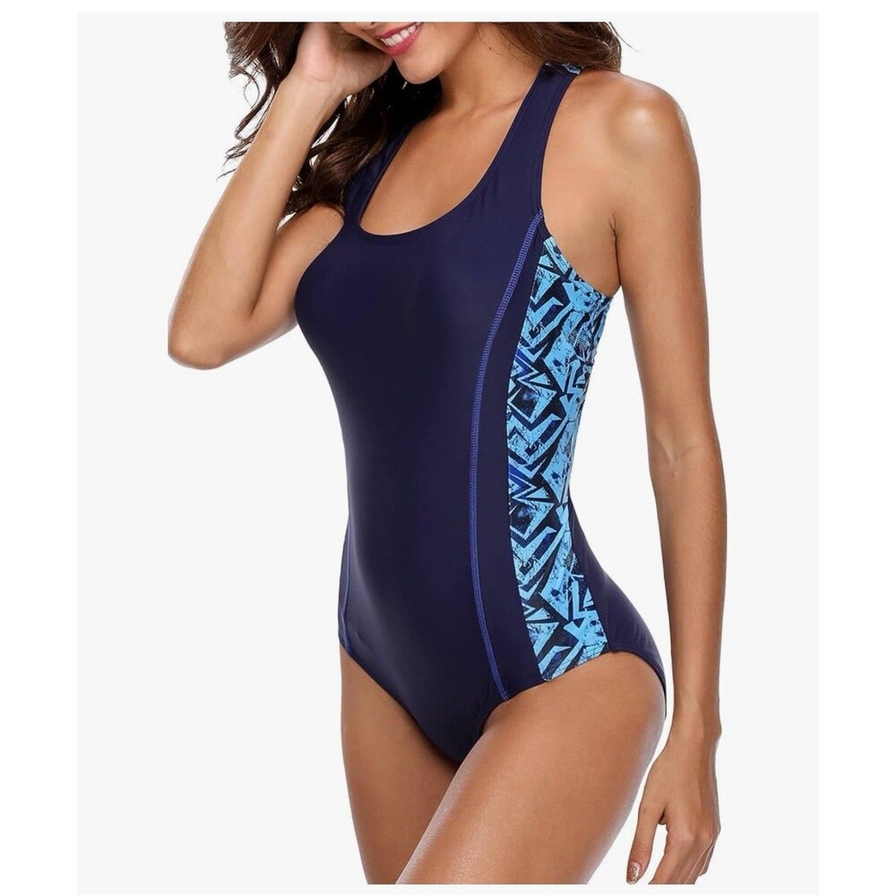 Beautyin Women's One Piece Athletic Racerback Swimsuit Slimming blue M